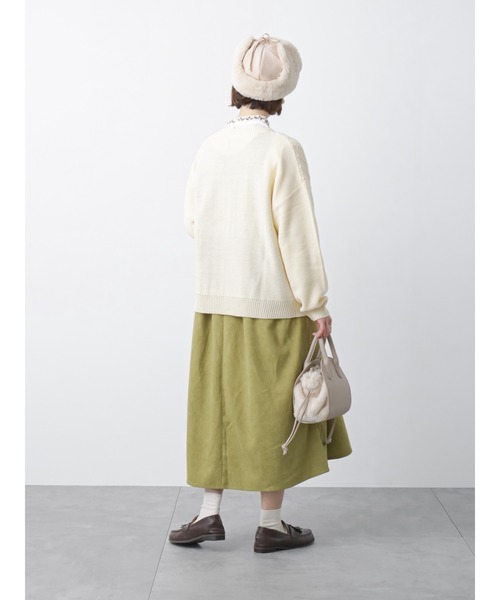 ehka sopo（エヘカソポ）の「波ストライプクルーカーディガン（カーディガン/ボレロ・レディース・モカ/キナリ/グリーン/ブラック・ﾌﾘ-）」の9枚目の写真