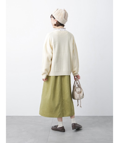 ehka sopo（エヘカソポ）の「波ストライプクルーカーディガン（カーディガン/ボレロ・レディース・モカ/キナリ/グリーン/ブラック・ﾌﾘ-）」の10枚目の写真