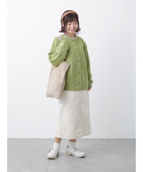 ehka sopo（エヘカソポ）の「波ストライプクルーカーディガン（カーディガン/ボレロ・レディース・モカ/キナリ/グリーン/ブラック・ﾌﾘ-）」の16枚目の写真