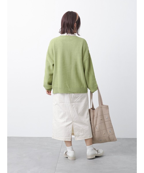 ehka sopo（エヘカソポ）の「波ストライプクルーカーディガン（カーディガン/ボレロ・レディース・モカ/キナリ/グリーン/ブラック・ﾌﾘ-）」の17枚目の写真