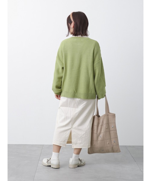 ehka sopo（エヘカソポ）の「波ストライプクルーカーディガン（カーディガン/ボレロ・レディース・モカ/キナリ/グリーン/ブラック・ﾌﾘ-）」の18枚目の写真