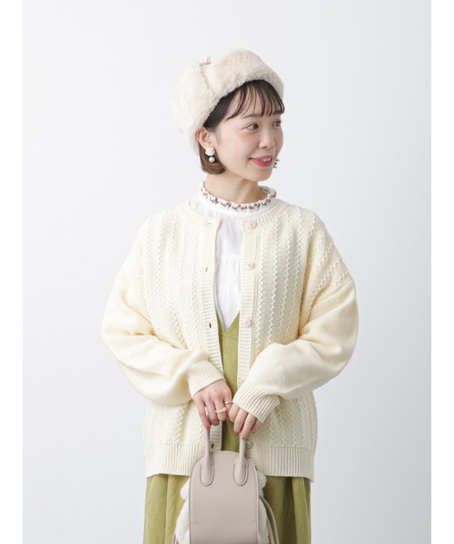 ehka sopo（エヘカソポ）の「波ストライプクルーカーディガン（カーディガン/ボレロ・レディース・モカ/キナリ/グリーン/ブラック・ﾌﾘ-）」の13枚目の写真