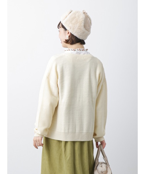 ehka sopo（エヘカソポ）の「波ストライプクルーカーディガン（カーディガン/ボレロ・レディース・モカ/キナリ/グリーン/ブラック・ﾌﾘ-）」の14枚目の写真