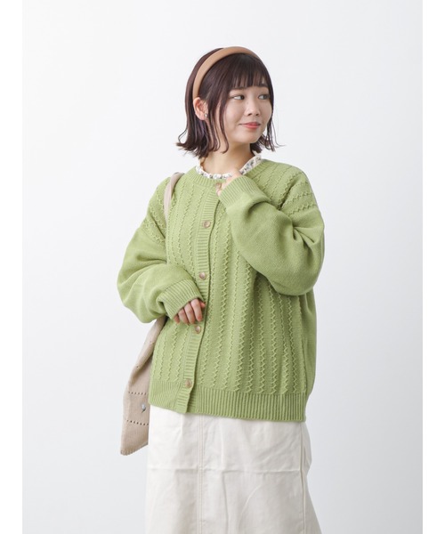 ehka sopo（エヘカソポ）の「波ストライプクルーカーディガン（カーディガン/ボレロ・レディース・モカ/キナリ/グリーン/ブラック・ﾌﾘ-）」の20枚目の写真