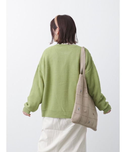 ehka sopo（エヘカソポ）の「波ストライプクルーカーディガン（カーディガン/ボレロ・レディース・モカ/キナリ/グリーン/ブラック・ﾌﾘ-）」の21枚目の写真