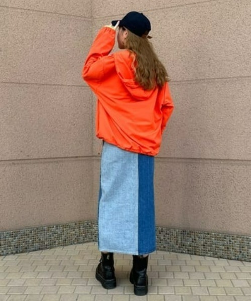 RODEO CROWNS WIDE BOWL（ロデオクラウンズワイドボウル）の「DENIM リメイクライクスカート（デニムスカート・レディース・ブルー・MEDIUM/X-SMALL/SMALL）」の13枚目の写真