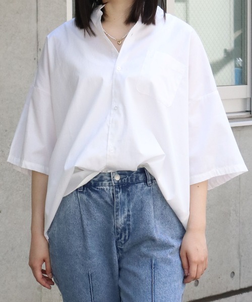 Starting Over（スターティングオーバー）の「コットンブロード バンドカラー　半袖シャツ（シャツ/ブラウス・メンズ・グレイッシュベージュ/サックスブルー/ブラック/ブラック系その他/ホワイト系その他/ホワイト/グリーン/ラベンダー/グリーン系その他/ブルー系その他/イエロー・M/L/XL）」の19枚目の写真