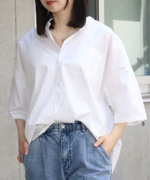 Starting Over（スターティングオーバー）の「コットンブロード バンドカラー　半袖シャツ（シャツ/ブラウス・メンズ・グレイッシュベージュ/サックスブルー/ブラック/ブラック系その他/ホワイト系その他/ホワイト/グリーン/ラベンダー/グリーン系その他/ブルー系その他/イエロー・M/L/XL）」の20枚目の写真