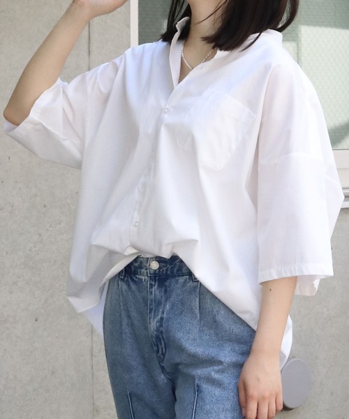 Starting Over（スターティングオーバー）の「コットンブロード バンドカラー　半袖シャツ（シャツ/ブラウス・メンズ・グレイッシュベージュ/サックスブルー/ブラック/ブラック系その他/ホワイト系その他/ホワイト/グリーン/ラベンダー/グリーン系その他/ブルー系その他/イエロー・M/L/XL）」の22枚目の写真