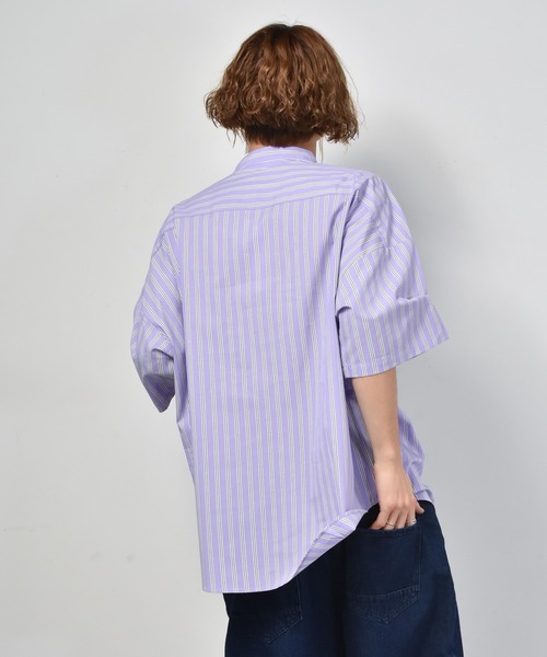 Starting Over（スターティングオーバー）の「コットンブロード バンドカラー　半袖シャツ（シャツ/ブラウス・メンズ・グレイッシュベージュ/サックスブルー/ブラック/ブラック系その他/ホワイト系その他/ホワイト/グリーン/ラベンダー/グリーン系その他/ブルー系その他/イエロー・M/L/XL）」の16枚目の写真