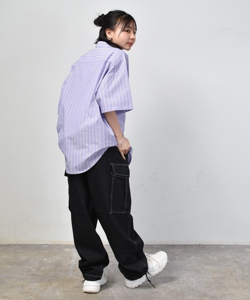 Starting Over（スターティングオーバー）の「コットンブロード バンドカラー　半袖シャツ（シャツ/ブラウス・メンズ・グレイッシュベージュ/サックスブルー/ブラック/ブラック系その他/ホワイト系その他/ホワイト/グリーン/ラベンダー/グリーン系その他/ブルー系その他/イエロー・M/L/XL）」の15枚目の写真