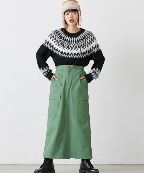 Le temps riche(ルタンリッシュ)の「カーゴデザインロングスカート<Le temps riche>(スカート・レディース・ブラウン/グリーン・M/L/LL)」の4枚目の写真