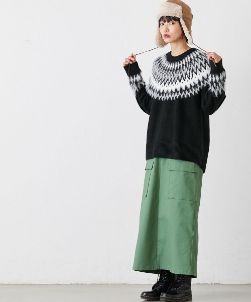 Le temps riche(ルタンリッシュ)の「カーゴデザインロングスカート<Le temps riche>(スカート・レディース・ブラウン/グリーン・M/L/LL)」の5枚目の写真