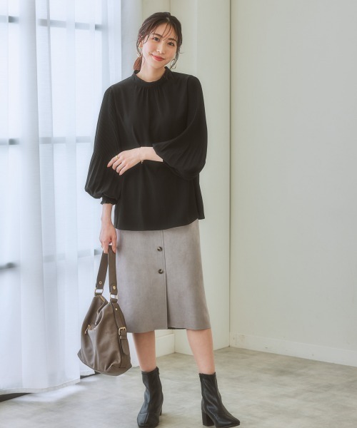 7days Life Styling（セブンデイズライフスタイリング）の「袖プリーツスタンドカラーブラウス（シャツ/ブラウス・レディース・オフホワイト/ブラック/ピンクベージュ/ブルーグレー・L/LL/S/M）」の14枚目の写真