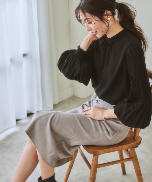 7days Life Styling（セブンデイズライフスタイリング）の「袖プリーツスタンドカラーブラウス（シャツ/ブラウス・レディース・オフホワイト/ブラック/ピンクベージュ/ブルーグレー・L/LL/S/M）」の15枚目の写真