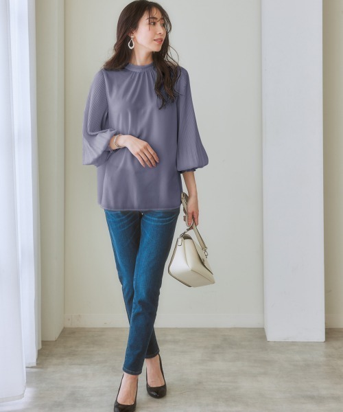 7days Life Styling（セブンデイズライフスタイリング）の「袖プリーツスタンドカラーブラウス（シャツ/ブラウス・レディース・オフホワイト/ブラック/ピンクベージュ/ブルーグレー・L/LL/S/M）」の20枚目の写真