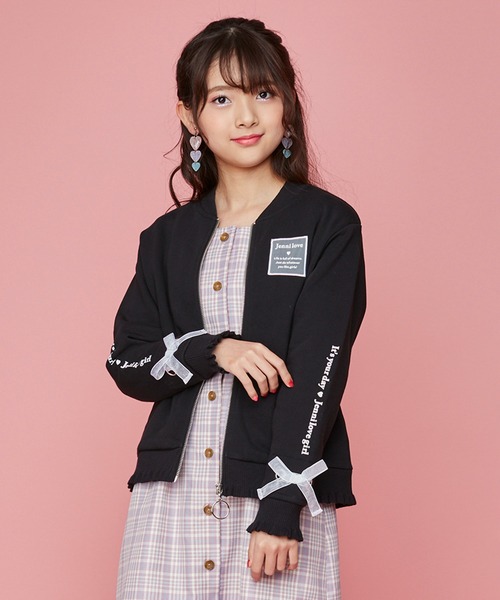 JENNI love（ジェニィラブ）の「ガーゼ裏毛袖リボンブルゾン（ブルゾン