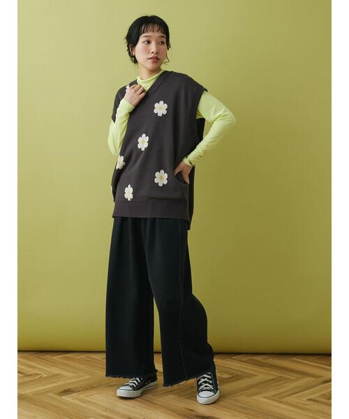 CRAFT STANDARD BOUTIQUE（クラフトスタンダードブティック）の「花柄ニットベスト（ベスト・レディース・サックスブルー/チャコールグレー・FREE）」の16枚目の写真