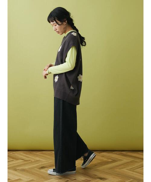 CRAFT STANDARD BOUTIQUE（クラフトスタンダードブティック）の「花柄ニットベスト（ベスト・レディース・サックスブルー/チャコールグレー・FREE）」の17枚目の写真