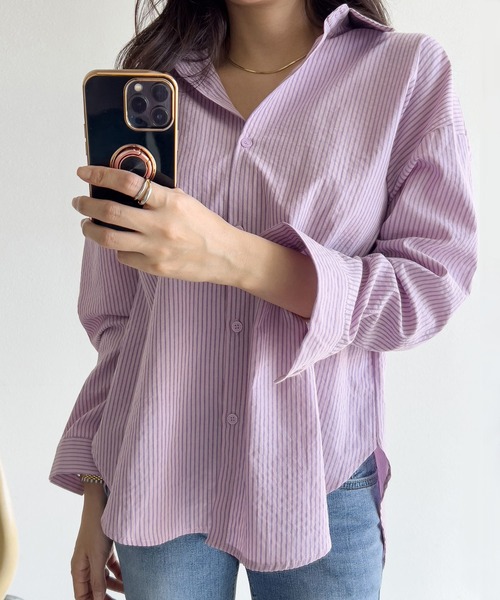 fd style(エフディ スタイル)の「ストライプ カラー シャツ(シャツ/ブラウス・レディース・LT.Blue/Purple・FREE)」の2枚目の写真