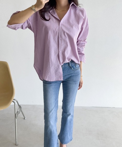 fd style(エフディ スタイル)の「ストライプ カラー シャツ(シャツ/ブラウス・レディース・LT.Blue/Purple・FREE)」の5枚目の写真