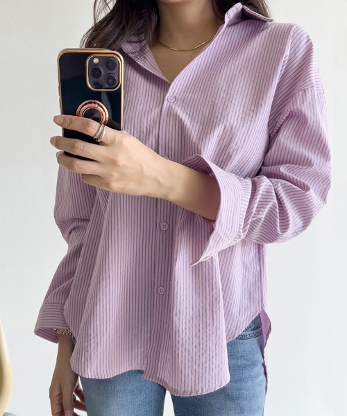 fd style(エフディ スタイル)の「ストライプ カラー シャツ(シャツ/ブラウス・レディース・LT.Blue/Purple・FREE)」の8枚目の写真