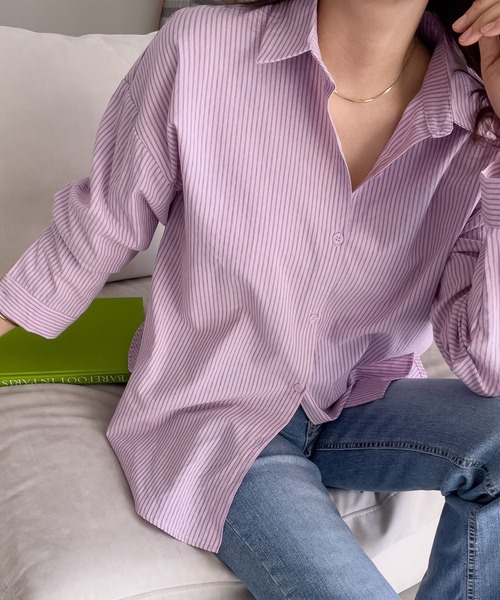 fd style(エフディ スタイル)の「ストライプ カラー シャツ(シャツ/ブラウス・レディース・LT.Blue/Purple・FREE)」の11枚目の写真