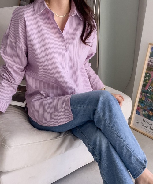 fd style(エフディ スタイル)の「ストライプ カラー シャツ(シャツ/ブラウス・レディース・LT.Blue/Purple・FREE)」の14枚目の写真