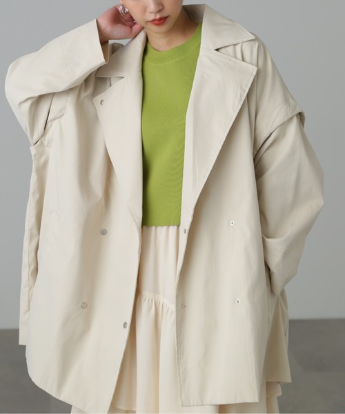 FREE'S MART(フリーズマート)の「2Way袖取り外しミドル丈トレンチコート(トレンチコート・レディース・ベージュ/ホワイト・FREE)」の7枚目の写真
