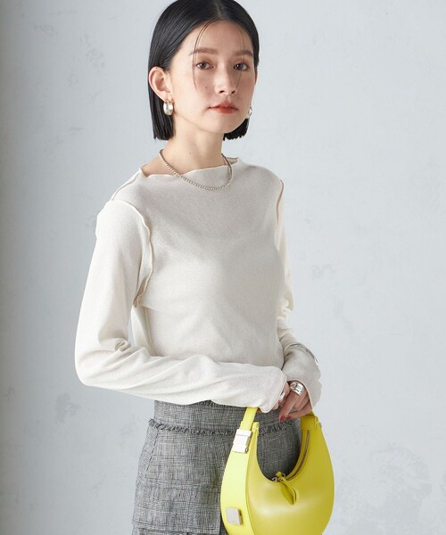 SHIPS(シップス)の「〈手洗い可能〉ドライタッチ テレコ ボートネック プルオーバー(Tシャツ/カットソー・レディース・グリーン/ダークグレー/ネイビー/オフホワイト/ブラック/ダークブラウン/ピンク・ONE SIZE)」の13枚目の写真
