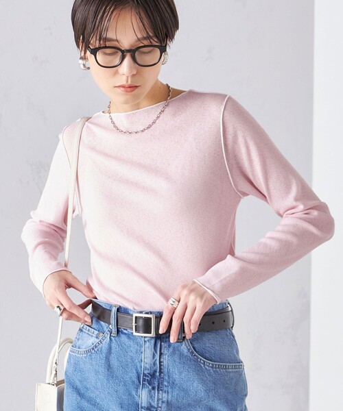 SHIPS(シップス)の「〈手洗い可能〉ドライタッチ テレコ ボートネック プルオーバー(Tシャツ/カットソー・レディース・グリーン/ダークグレー/ネイビー/オフホワイト/ブラック/ダークブラウン/ピンク・ONE SIZE)」の19枚目の写真