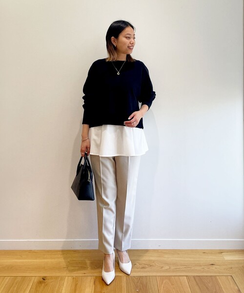 OPAQUE.CLIP(オペークドットクリップ)の「◆3WAY ドルマンスリーブレイヤードニット【洗える】(その他トップス・レディース・ライトベージュ/ホワイト系/ブラック/レモンイエロー/ダークグリーン・38/36/34/42/40)」の9枚目の写真