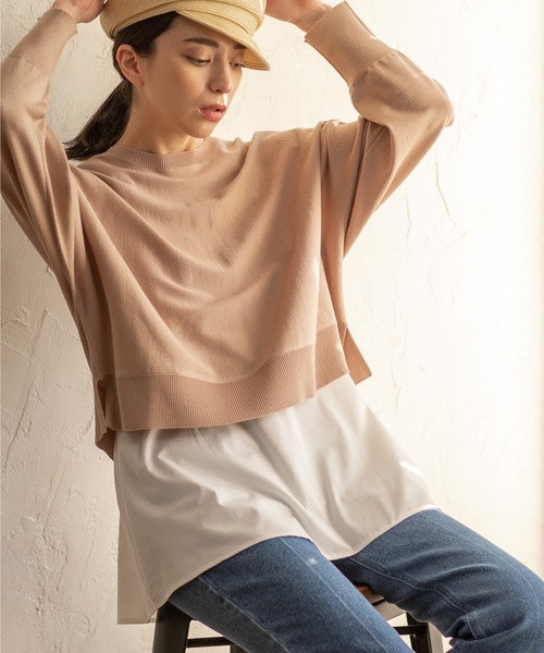 OPAQUE.CLIP(オペークドットクリップ)の「◆3WAY ドルマンスリーブレイヤードニット【洗える】(その他トップス・レディース・ライトベージュ/ホワイト系/ブラック/レモンイエロー/ダークグリーン・38/36/34/42/40)」の3枚目の写真