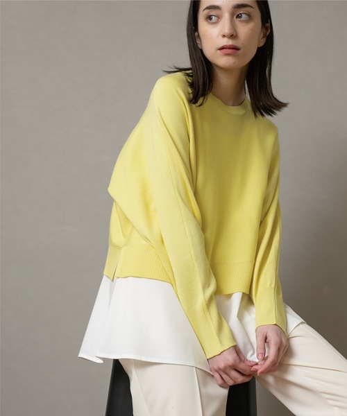 OPAQUE.CLIP(オペークドットクリップ)の「◆3WAY ドルマンスリーブレイヤードニット【洗える】(その他トップス・レディース・ライトベージュ/ホワイト系/ブラック/レモンイエロー/ダークグリーン・38/36/34/42/40)」の5枚目の写真