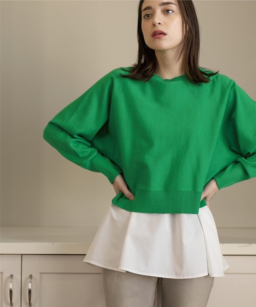 OPAQUE.CLIP(オペークドットクリップ)の「◆3WAY ドルマンスリーブレイヤードニット【洗える】(その他トップス・レディース・ライトベージュ/ホワイト系/ブラック/レモンイエロー/ダークグリーン・38/36/34/42/40)」の4枚目の写真