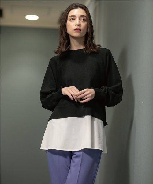 OPAQUE.CLIP(オペークドットクリップ)の「◆3WAY ドルマンスリーブレイヤードニット【洗える】(その他トップス・レディース・ライトベージュ/ホワイト系/ブラック/レモンイエロー/ダークグリーン・38/36/34/42/40)」の20枚目の写真