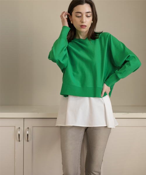 OPAQUE.CLIP(オペークドットクリップ)の「◆3WAY ドルマンスリーブレイヤードニット【洗える】(その他トップス・レディース・ライトベージュ/ホワイト系/ブラック/レモンイエロー/ダークグリーン・38/36/34/42/40)」の7枚目の写真