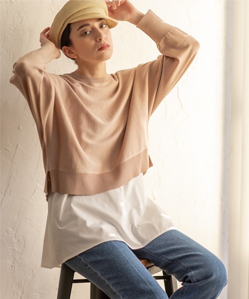 OPAQUE.CLIP(オペークドットクリップ)の「◆3WAY ドルマンスリーブレイヤードニット【洗える】(その他トップス・レディース・ライトベージュ/ホワイト系/ブラック/レモンイエロー/ダークグリーン・38/36/34/42/40)」の8枚目の写真