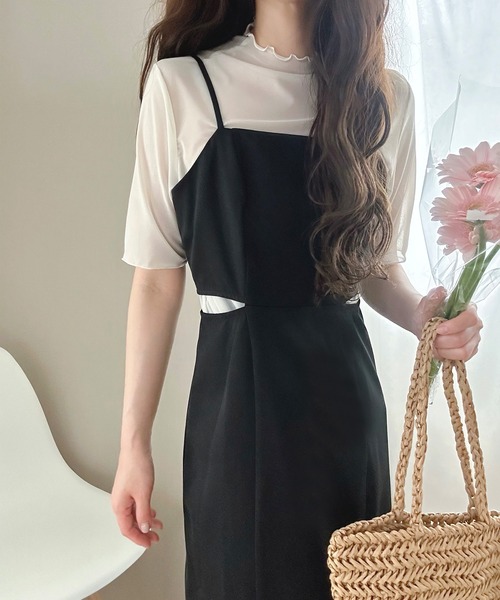 LAUIR(ラウアー)の「ウエストデザインキャミワンピース(ワンピース・レディース・ベージュ/ブラック/チャコールグレー・MEDIUM/LARGE)」の2枚目の写真