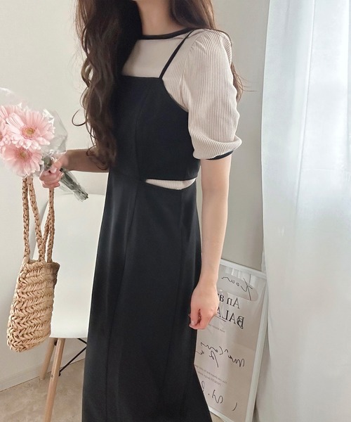 LAUIR(ラウアー)の「ウエストデザインキャミワンピース(ワンピース・レディース・ベージュ/ブラック/チャコールグレー・MEDIUM/LARGE)」の4枚目の写真