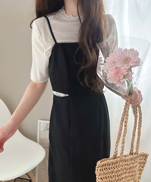 LAUIR(ラウアー)の「ウエストデザインキャミワンピース(ワンピース・レディース・ベージュ/ブラック/チャコールグレー・MEDIUM/LARGE)」の6枚目の写真