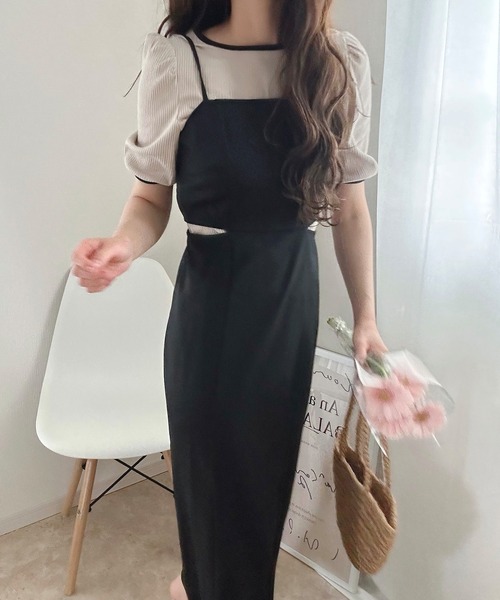 LAUIR(ラウアー)の「ウエストデザインキャミワンピース(ワンピース・レディース・ベージュ/ブラック/チャコールグレー・MEDIUM/LARGE)」の7枚目の写真