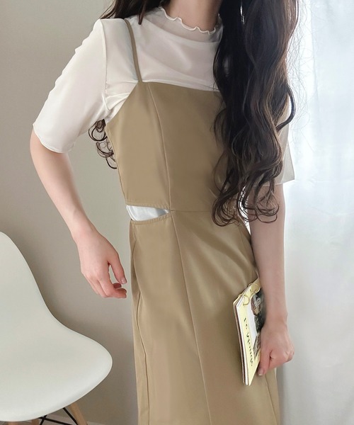 LAUIR(ラウアー)の「ウエストデザインキャミワンピース(ワンピース・レディース・ベージュ/ブラック/チャコールグレー・MEDIUM/LARGE)」の8枚目の写真