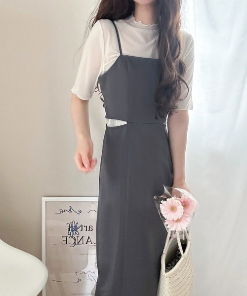 LAUIR(ラウアー)の「ウエストデザインキャミワンピース(ワンピース・レディース・ベージュ/ブラック/チャコールグレー・MEDIUM/LARGE)」の14枚目の写真