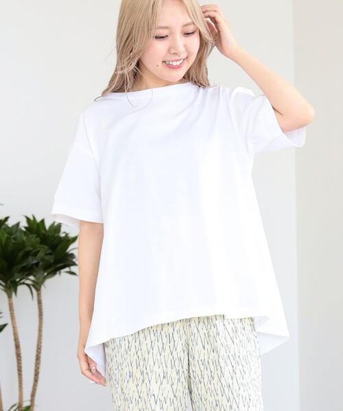 Ray BEAMS（レイビームス）の「Ray BEAMS / バック フレア クルーネック Tシャツ（Tシャツ/カットソー・レディース・ブラック/ホワイト/ブラック×ホワイト・ONE SIZE）」の7枚目の写真