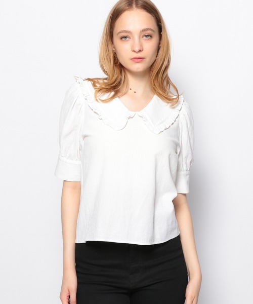 FOREVER 21（フォーエバー トゥエンティーワン）の「【FEMININE】ビッグカラーブラウス（シャツ/ブラウス・レディース・ホワイト/ブルー・FREE）」の2枚目の写真