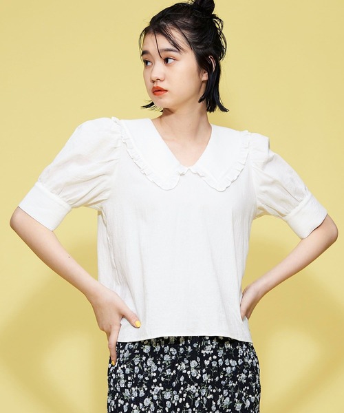 FOREVER 21（フォーエバー トゥエンティーワン）の「【FEMININE】ビッグカラーブラウス（シャツ/ブラウス・レディース・ホワイト/ブルー・FREE）」の11枚目の写真