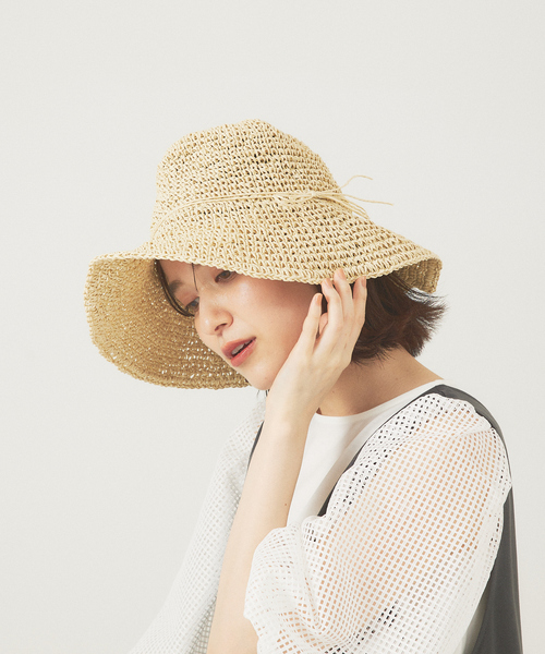 abahouse mavie(アバハウスマヴィ)の「ペーパーロングブリムハット(ハット・レディース・ベージュ/ブラウン・フリー)」の3枚目の写真