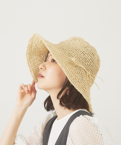 abahouse mavie(アバハウスマヴィ)の「ペーパーロングブリムハット(ハット・レディース・ベージュ/ブラウン・フリー)」の4枚目の写真