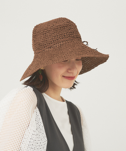 abahouse mavie(アバハウスマヴィ)の「ペーパーロングブリムハット(ハット・レディース・ベージュ/ブラウン・フリー)」の12枚目の写真